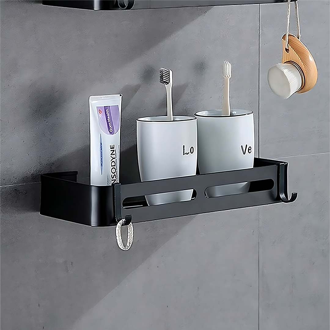 Repisa Estante Para Ducha Negro Mate De Aluminio Acra