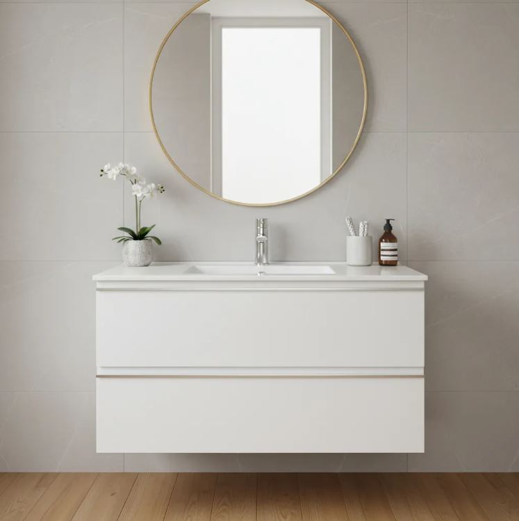 Bacha / Pileta + Mueble Mdf Aéreo Perfiles Aluminio Armado!