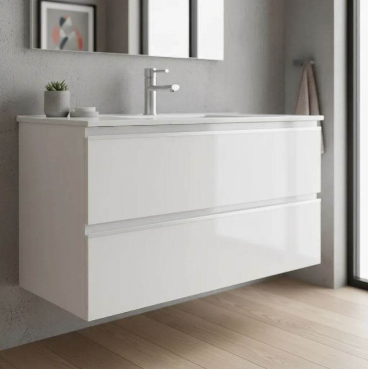 Bacha / Pileta + Mueble Mdf Aéreo Perfiles Aluminio Armado!