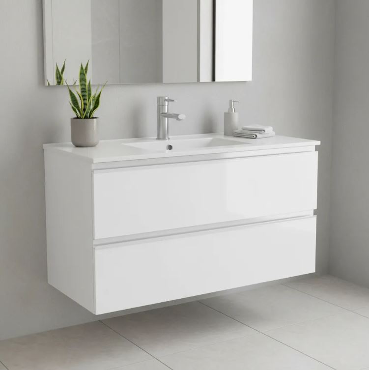 Bacha / Pileta + Mueble Mdf Aéreo Perfiles Aluminio Armado!