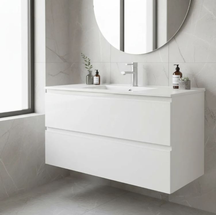 Bacha / Pileta + Mueble Mdf Aéreo Perfiles Aluminio Armado!