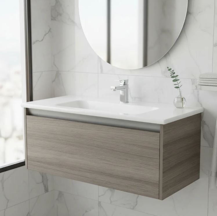 Mueble Mdf Aéreo Color + Bacha De Loza 80x46 De Regalo Acra