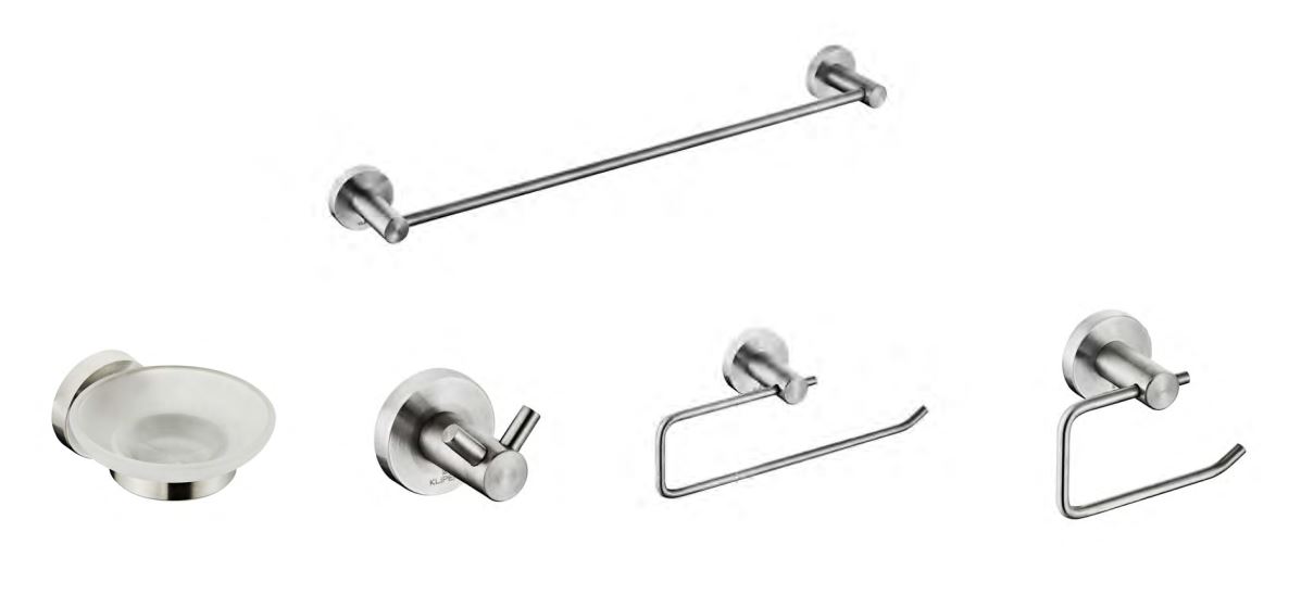 Kit Accesorios 5 Piezas Acero Cepillado,satinado Klipen Acra