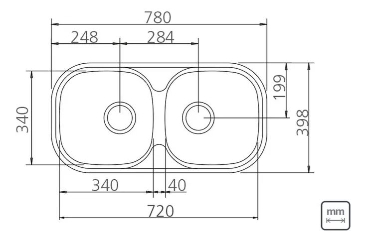 Pileta, Bacha De Cocina Doble Tramontina Sobreponer Acra