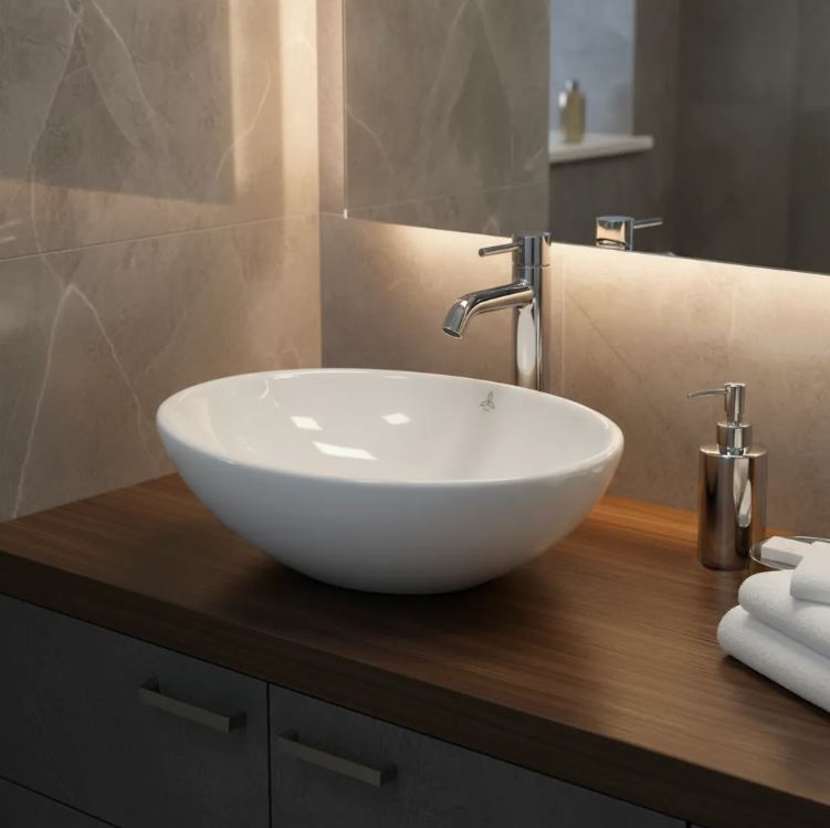 Bacha Baño Lavatorio De Apoyo Redondo 41.5 Diámetro