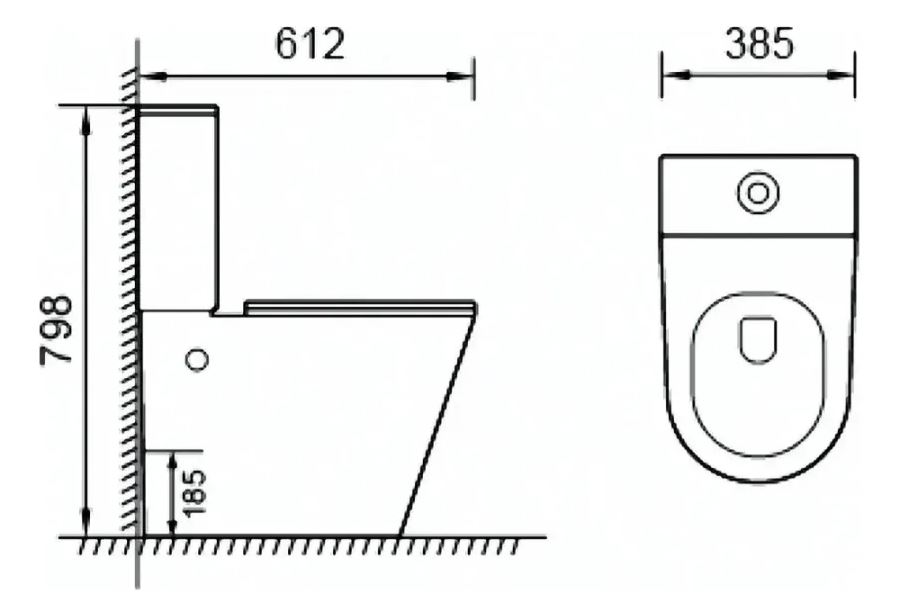 Inodoro Water Baño Con Mochila Negro Mate Modelo Aruba Acra