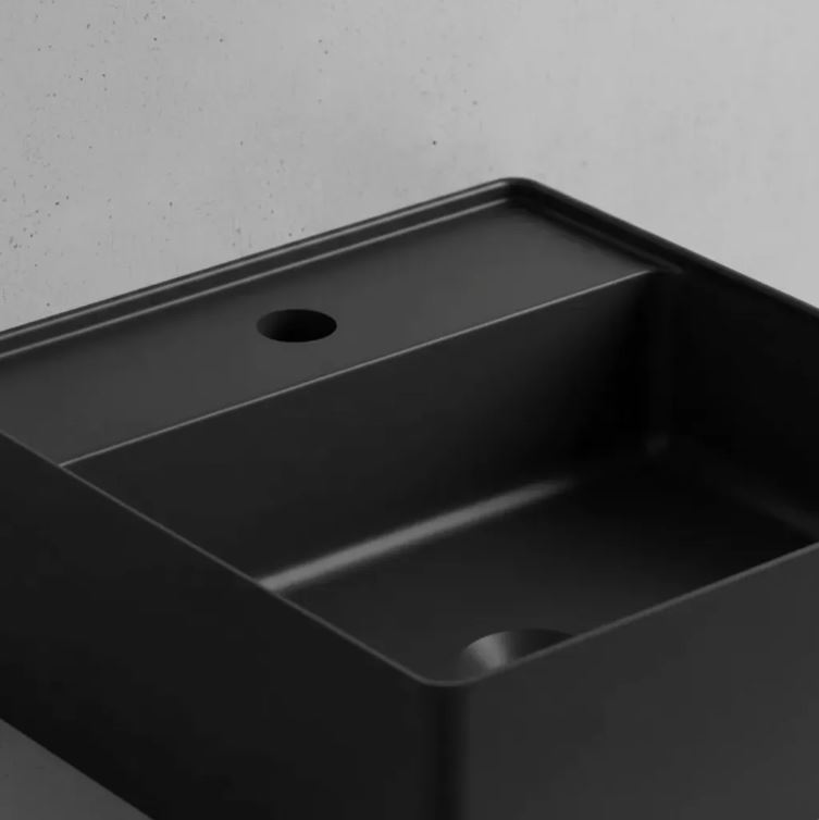 Bacha De Apoyo Loza Negro Mate 35x35 Acra