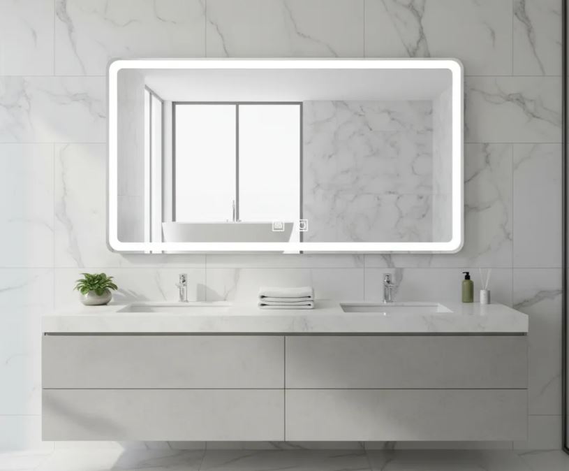 Espejo Segovia Rectangular Luz Led Y Desempañador 120 M Acra