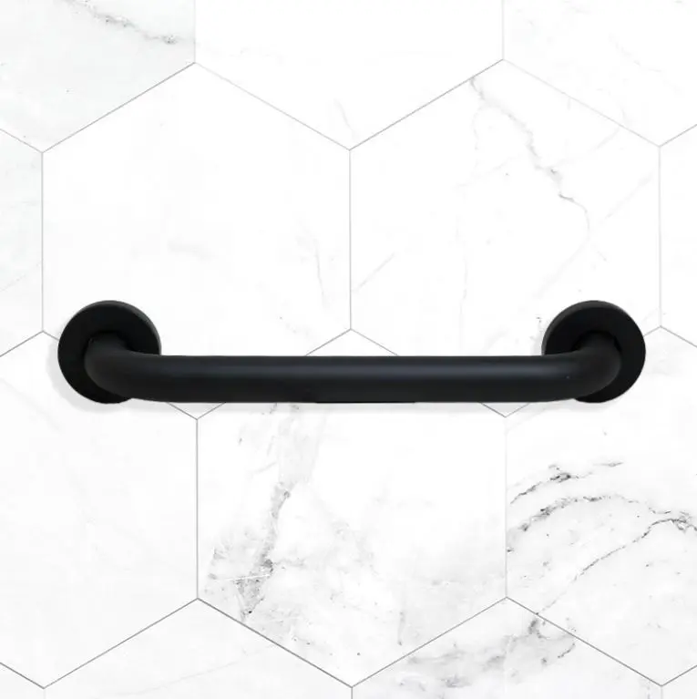 Agarradera Barrote Baño En Color Negro Mate 30 Cm Acra