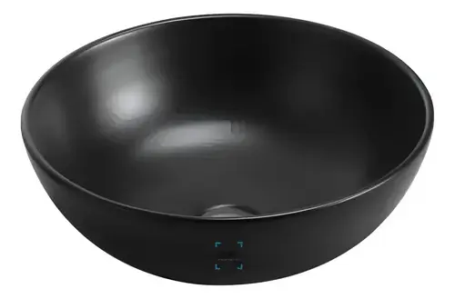 Bacha Cuba Lavabo De Apoyo Loza Negro Mate Redonda 40 Acra