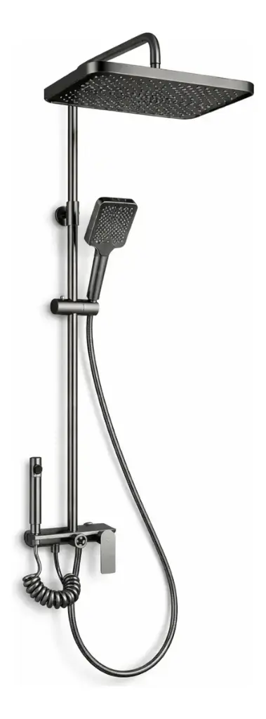 Barral Columna De Ducha Con Roseta Y Teléfono Acero Inox
