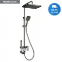 Barral Columna De Ducha Con Roseta Y Teléfono Acero Inox