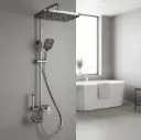 Barral Columna De Ducha Con Roseta Y Teléfono Acero Inox