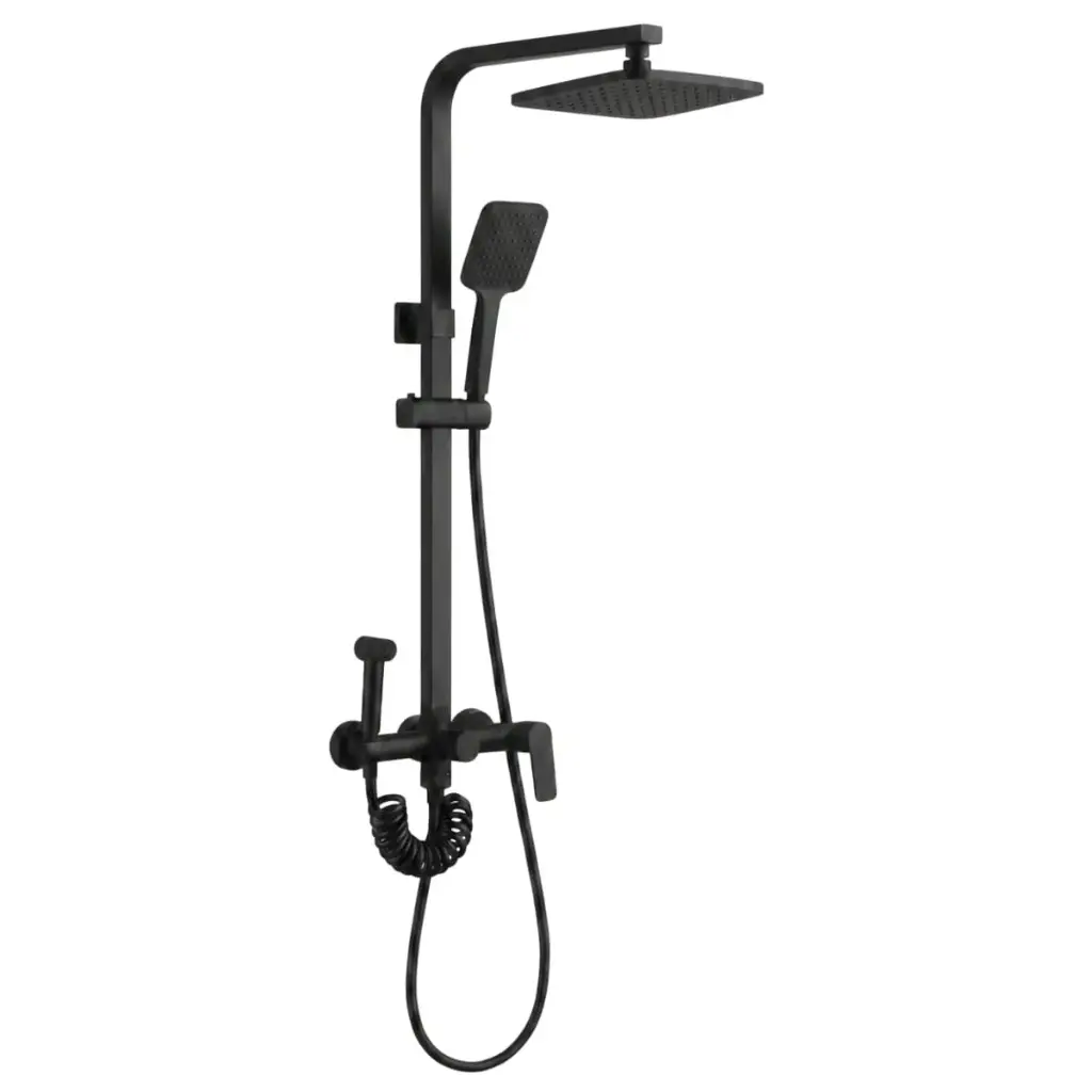 Barral Duchero Columna Negro Mate Monocomando Baño Acra