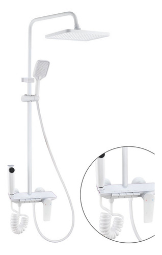 Barral Duchero Columna Griferia Blanco Con Telefono Acra