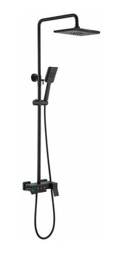Barral/columna De Ducha/baño En Negro Mate Con Botones Acra