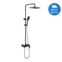 Barral/columna De Ducha/baño En Negro Mate Con Botones Acra