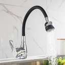 Canilla/grifería De Mesada Pico Flexible Negro+puntero Acra