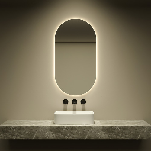 Espejo De Baño Ovalado Con Luz Led Neutra Acra