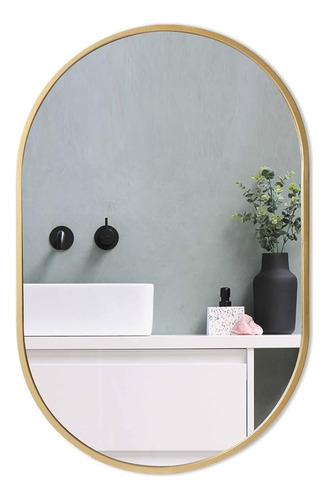 Espejo Redondo Para Baño Oval Con Luz Led Acra