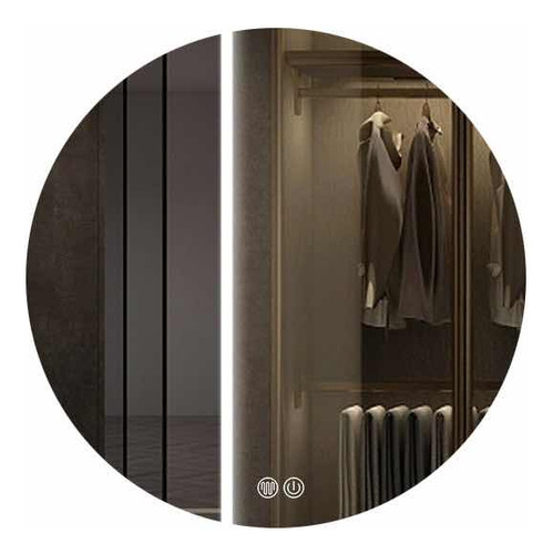Espejo Redondo Táctil Baño 80 Luz Led Y Desempañador Acra