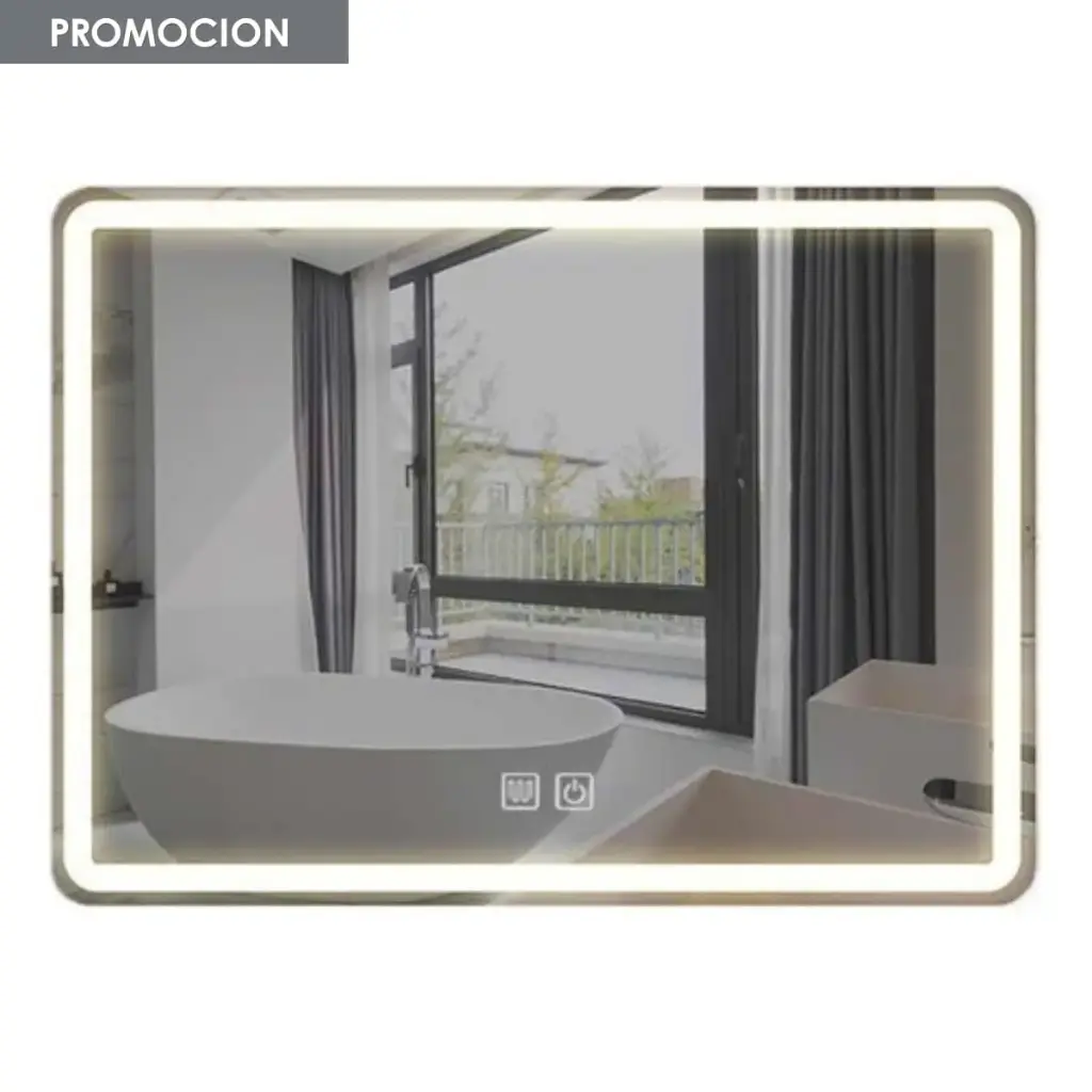 Espejo Segovia Rectangular Luz Led Y Desempañador 90 Cm Acra