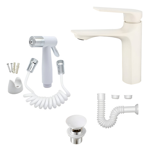 Griferia Baño Selen Blanco Monocomando Ducha Higienica