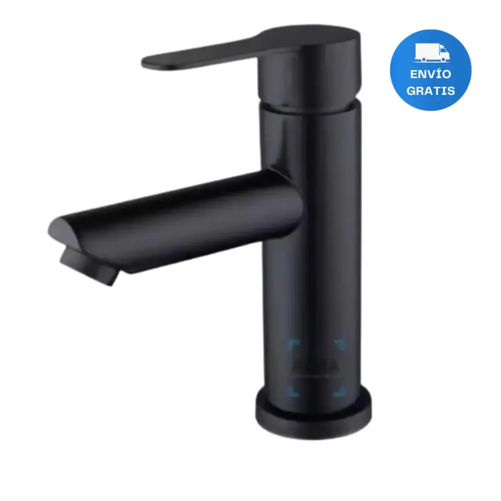 Griferia Canilla Monocomando Negro Mate Baño 18cm Acra