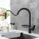 Griferia Canilla Extensible Flexible Cocina Negro Mate Acra