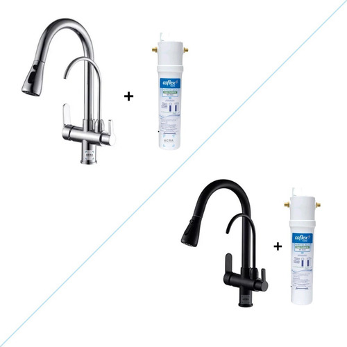 Griferia Extensible Cocina + Filtro Bajo Mesada Coflex Acra