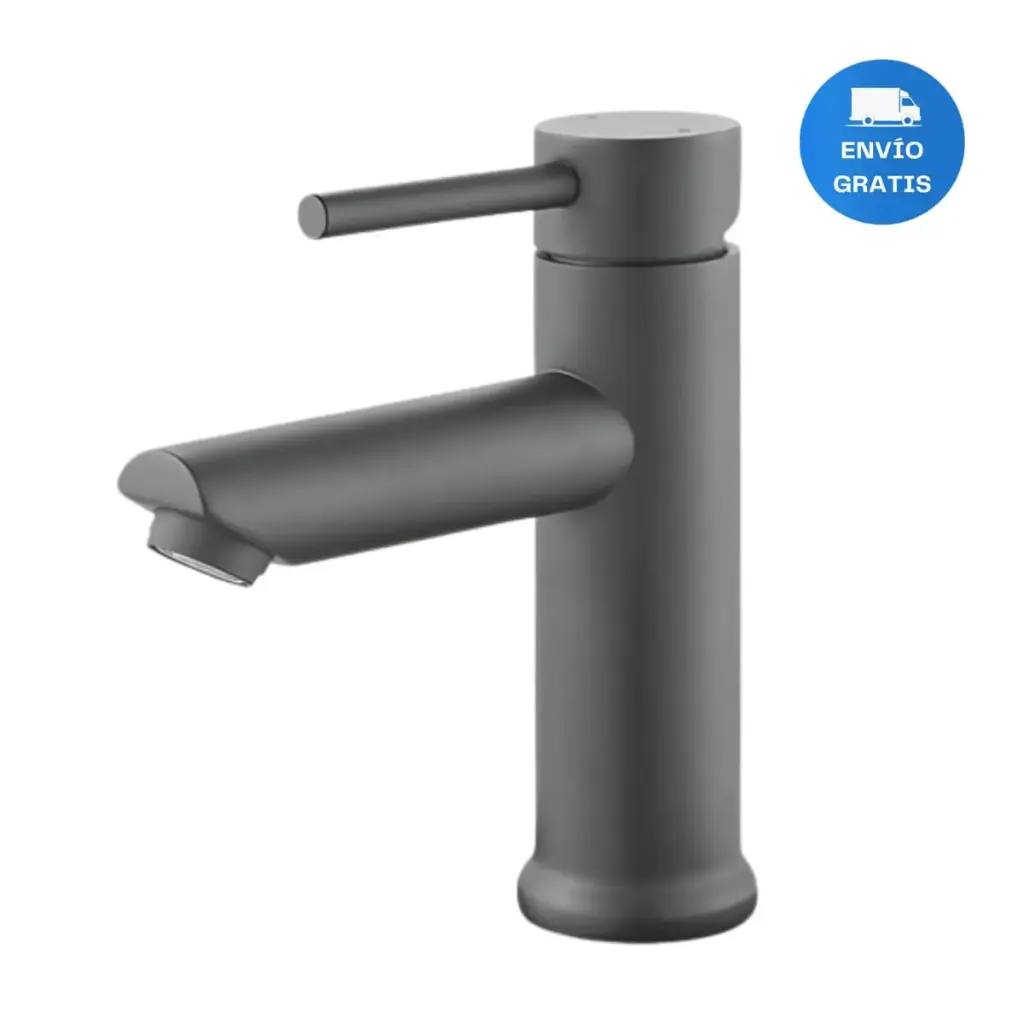 Grifería Lavatorio Baño Grafito Mate Palito 24 Cm Acra