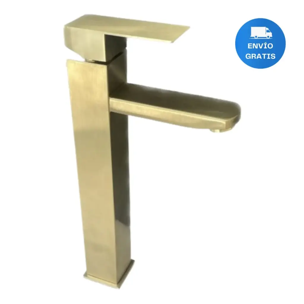 Grifería Monocomando Baño Dorada Gold Oro Alta Acra