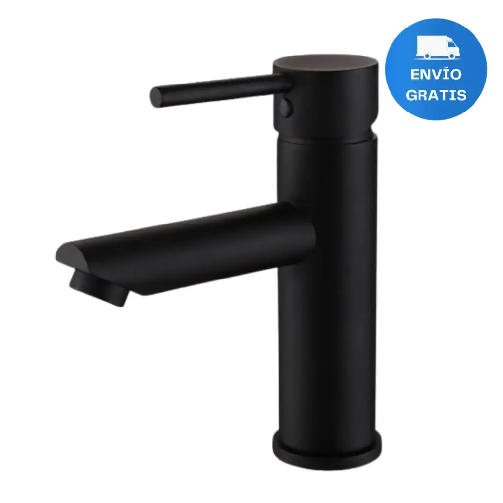 Grifería, Lavatorio Baño Negro Mate Palito 18cm Acra