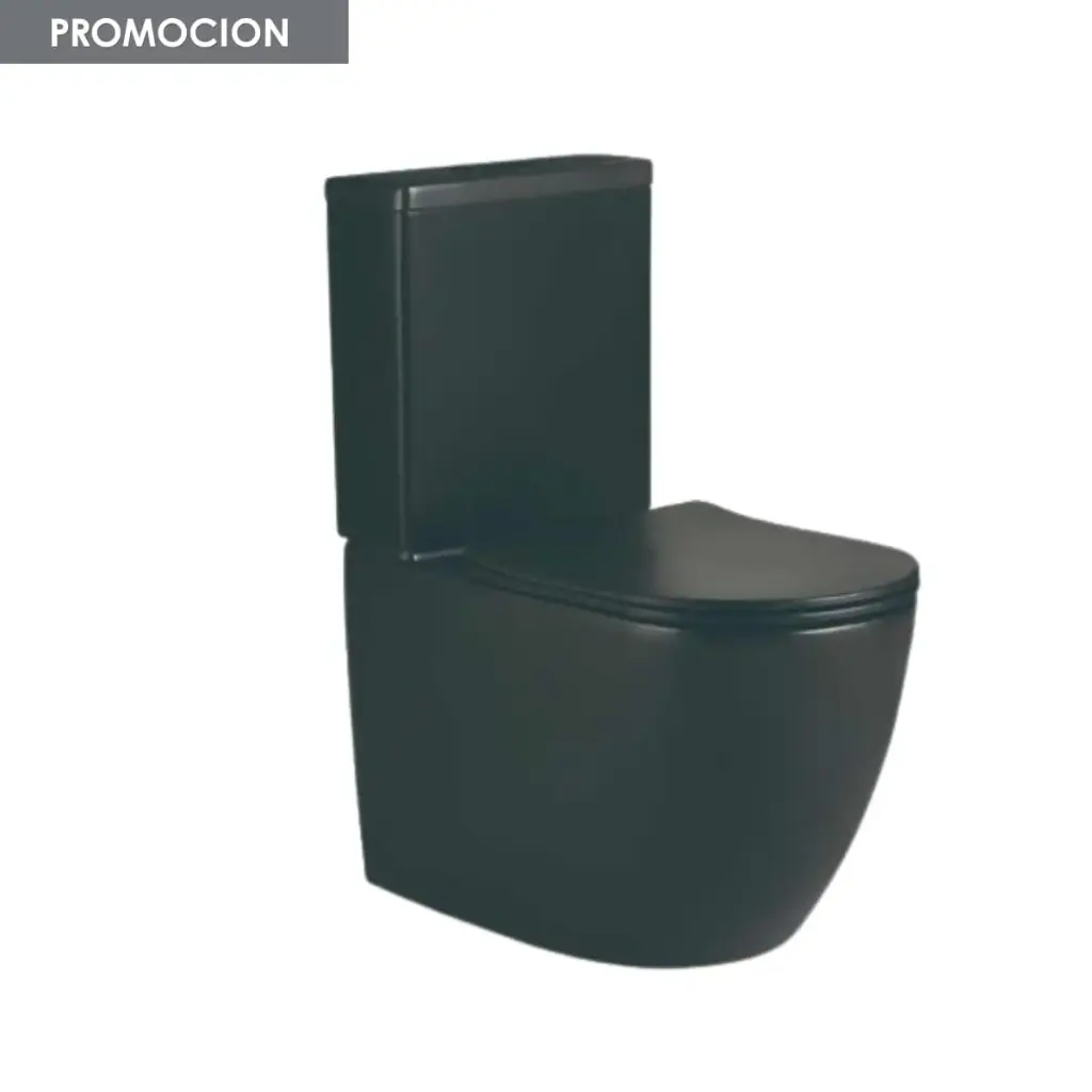 Inodoro Water Con Mochila Negro Mate Flat Acra