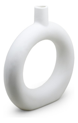 Jarrón Florero Cerámico Circular Grande Blanco Acra