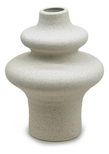 Jarrón Florero Cerámico Dos Aros Color Arena Acra