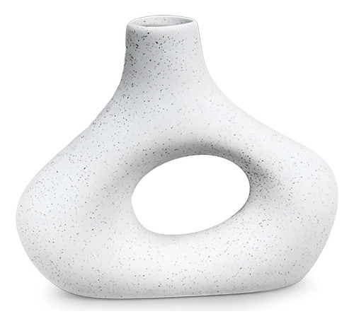Jarrón Florero Cerámico Irregular Color Blanco Mate Acra