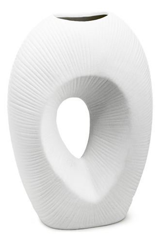 Jarrón Florero Cerámico Oval Texturado Blanco Mate Acra