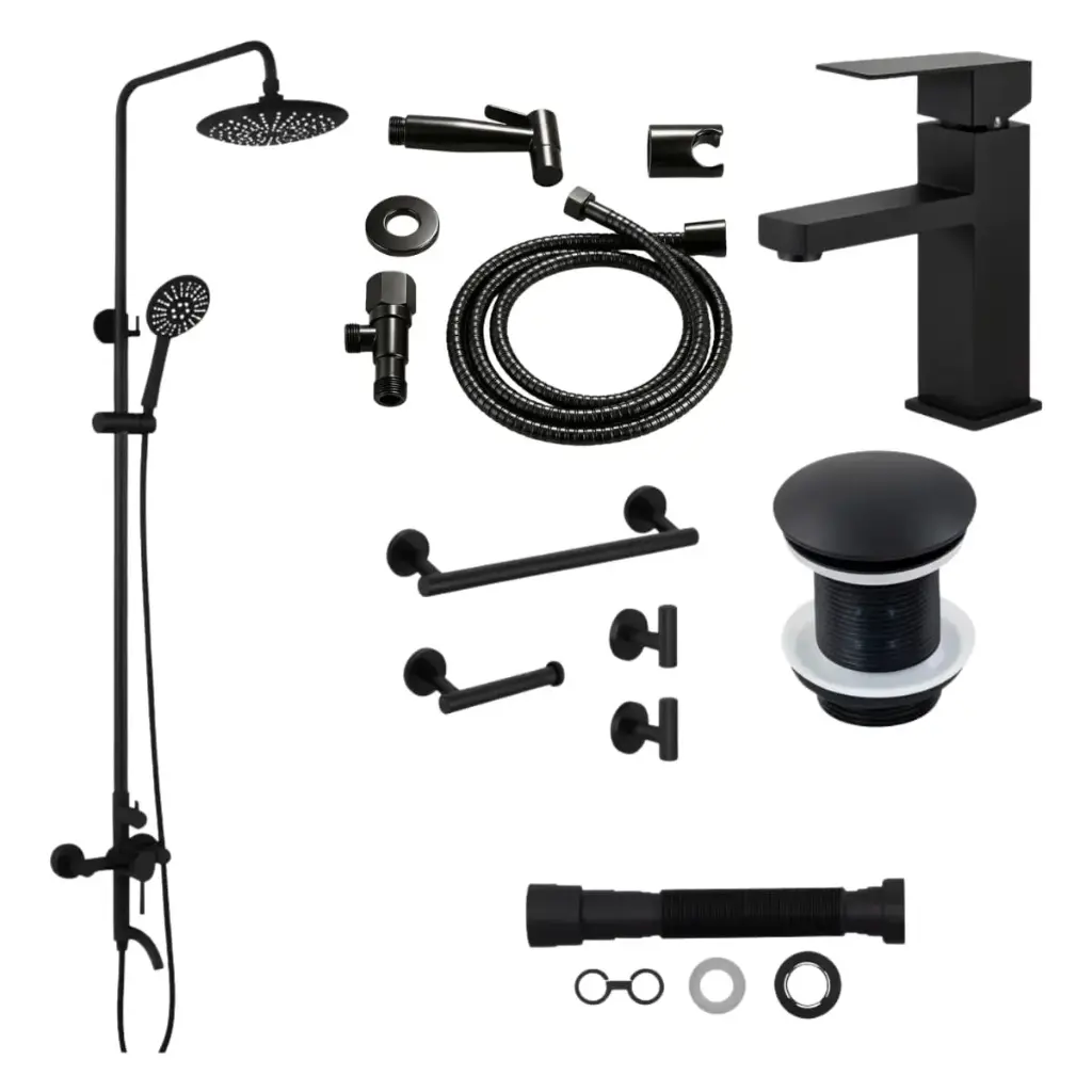 Grifería De Baño Selen Negro Mate Monocomando 1 Agujero