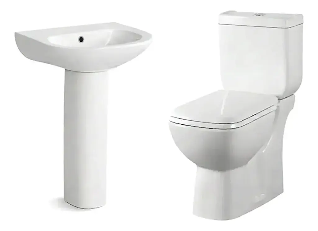 Juego De Baño Inodoro Con Mochila + Lavatorio Pedestal Acra