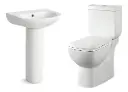 Juego De Baño Inodoro Con Mochila + Lavatorio Pedestal Acra