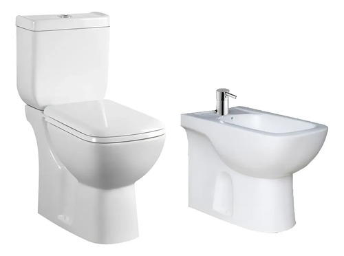 Juego De Inodoro Con Mochila Y Tapa + Bidet Alto