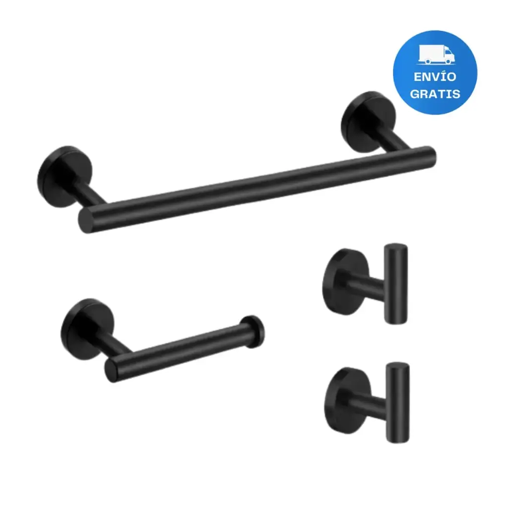 Kit Accesorios Negro Mate Baño Acra