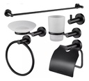 Kit Accesorios Para Baño Negro Mate 6 Piezas Acra