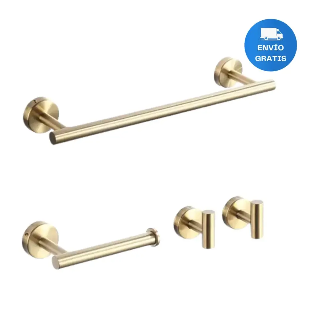 Kit Set Accesorios Para Baño Gold Dorado Selen
