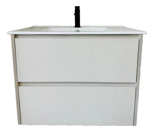 Lavabo Encimera De 80cm Loza Con Mueble Baño Mdf Armado  