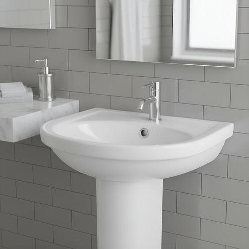 Lavatorio Pileta Zoe Aspen Baño Blanco Con Pedestal Acra