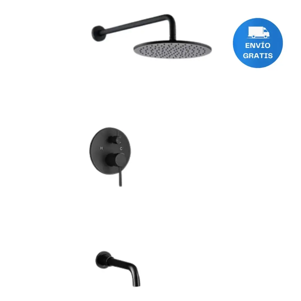 Mezcladora Monocomando Ducha Negro Mate De Empotrar Acra