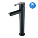Mono/griferia/canilla Alta Para Lavabo Baño Negro Mate Acra