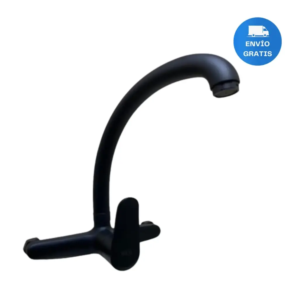Monocomando Color Negro Wico Pared De Cocina 20cm Acra